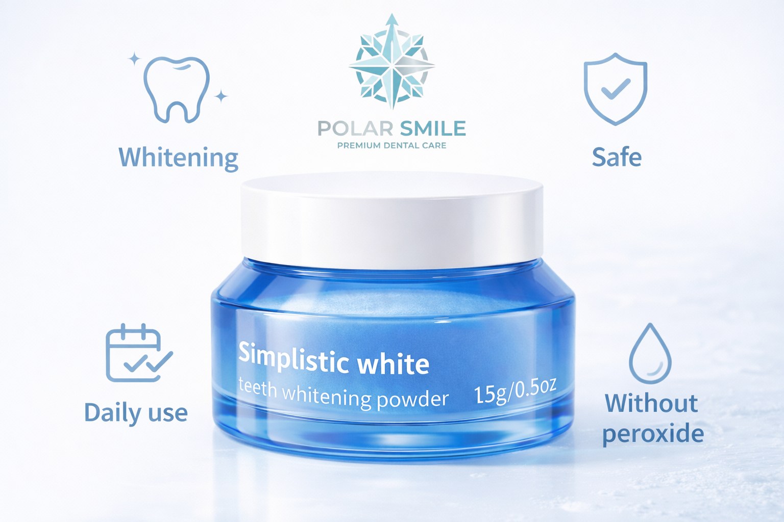Polar Smile™ – Gentle, Peroxide-Free Teeth Whitening Powder