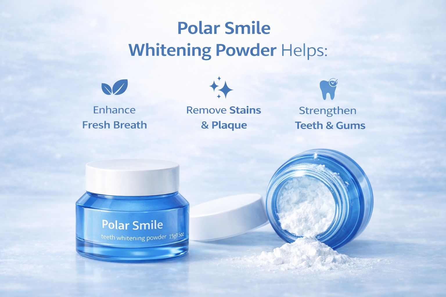 Polar Smile™ – Gentle, Peroxide-Free Teeth Whitening Powder